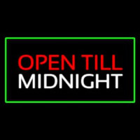 Open Till Midnight Rectangle Green Neonskylt