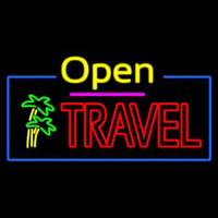 Open Travel Neonskylt