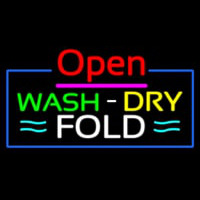 Open Wash Dry Fold Blue Border Neonskylt