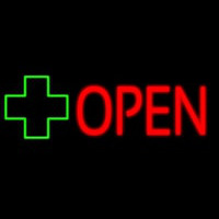 Open With Cross Logo Neonskylt