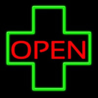 Open With Cross Logo Neonskylt