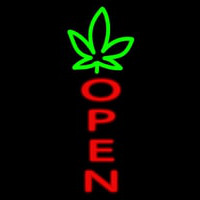 Open With Leaf Logo Neonskylt