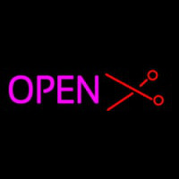 Open With Scissor Logo Neonskylt