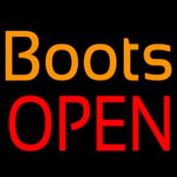 Orange Boots Open Neonskylt