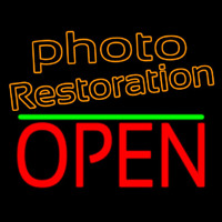 Orange Photo Restoration With Open 1 Neonskylt