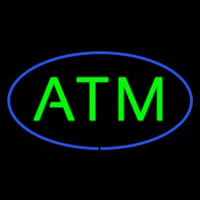 Oval Atm Blue Border Neonskylt