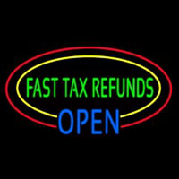 Oval Fast Ta  Refunds Blue Open Neonskylt