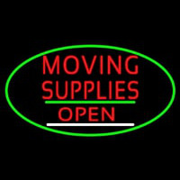 Oval Moving Supplies Open Green Line Neonskylt