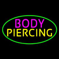 Oval Pink Body Green Piercing Neonskylt