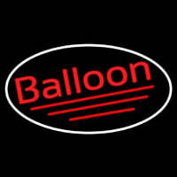 Oval Red Balloon Cursive Neonskylt