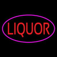 Oval Red Liquor Pink Border Neonskylt