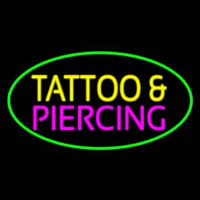 Oval Tattoo And Piercing Green Border Neonskylt