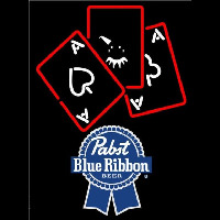 Pabst Blue Ribbon Ace And Poker Beer Sign Neonskylt