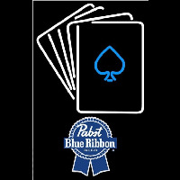Pabst Blue Ribbon Cards Beer Sign Neonskylt