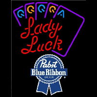 Pabst Blue Ribbon Lady Luck Series Beer Sign Neonskylt