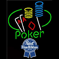 Pabst Blue Ribbon Poker Ace Coin Table Beer Sign Neonskylt