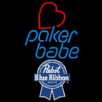Pabst Blue Ribbon Poker Girl Heart Babe Beer Sign Neonskylt
