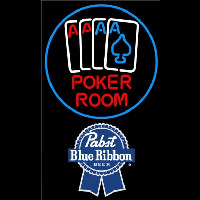 Pabst Blue Ribbon Poker Room Beer Sign Neonskylt