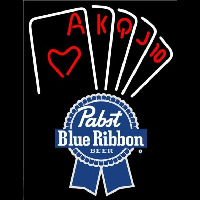 Pabst Blue Ribbon Poker Series Beer Sign Neonskylt