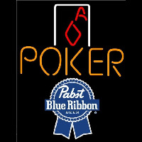 Pabst Blue Ribbon Poker Squver Ace Beer Sign Neonskylt