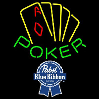 Pabst Blue Ribbon Poker Yellow Beer Sign Neonskylt