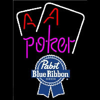 Pabst Blue Ribbon Purple Lettering Red Aces White Cards Beer Sign Neonskylt