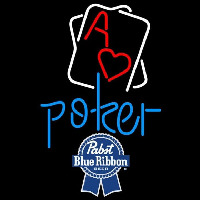 Pabst Blue Ribbon Rectangular Black Hear Ace Beer Sign Neonskylt