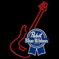 Pabst Blue Ribbon Red Guitar Beer Sign Neonskylt
