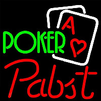 Pabst Green Poker Beer Sign Neonskylt