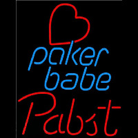 Pabst Poker Girl Heart Babe Beer Sign Neonskylt
