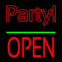 Party Open Block Green Line Neonskylt