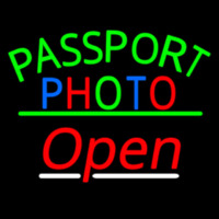 Passport Multi Color Photo With Open 3 Neonskylt