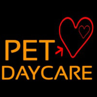 Pet Day Care With Heart Neonskylt