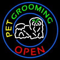 Pet Grooming Open Block Logo Neonskylt