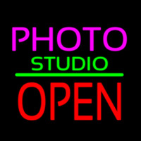 Photo Studio Open Green Line Neonskylt