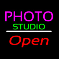 Photo Studio Open White Line Neonskylt