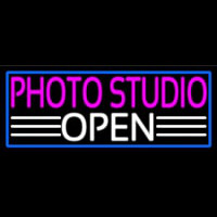 Photo Studio Open With Blue Border Neonskylt