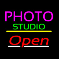 Photo Studio Open Yellow Line Neonskylt