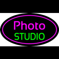 Photo Studio Purple Oval Neonskylt