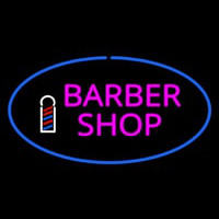 Pink Barber Shop Oval Logo Neonskylt