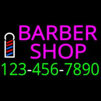 Pink Barber Shop With Phone Number Neonskylt
