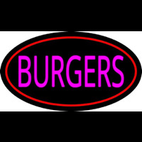 Pink Burgers Oval Red Neonskylt