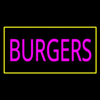 Pink Burgers Rectangle Yellow Neonskylt