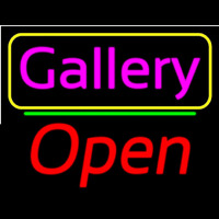 Pink Cursive Gallery With Open 2 Neonskylt