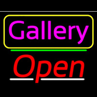 Pink Cursive Gallery With Open 3 Neonskylt
