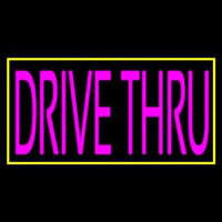 Pink Drive Thru With Yellow Border Neonskylt