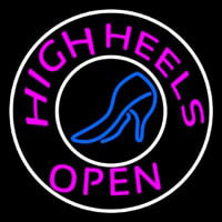 Pink High Heels Open With White Border Neonskylt