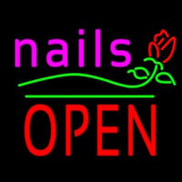 Pink Nails Block Open Green Line Flower Logo Neonskylt