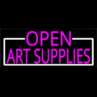 Pink Open Art Supplies With White Border Neonskylt