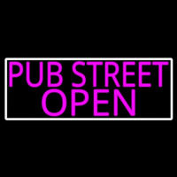 Pink Pub Street Open With White Border Neonskylt